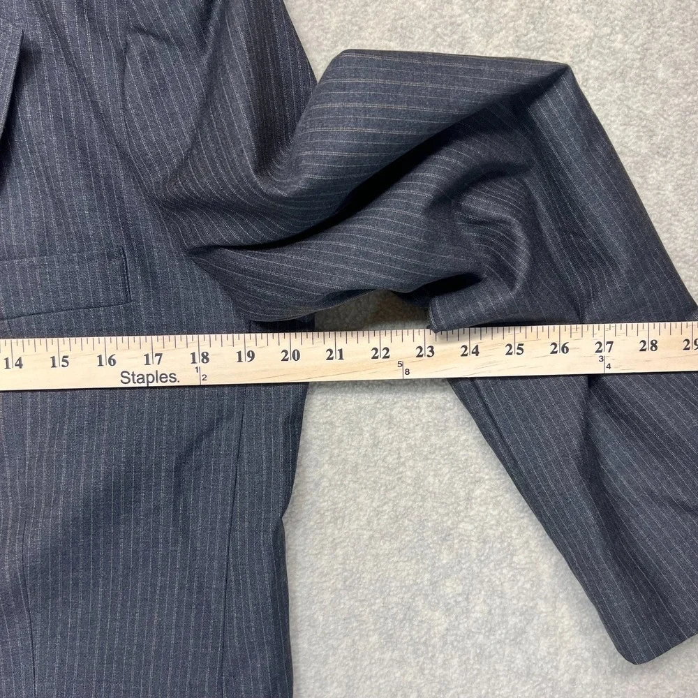 VTG A.P.C. Mens Single Breasted Suit Blazer Jacket Dark‎ Gray Pinstripe Wool L